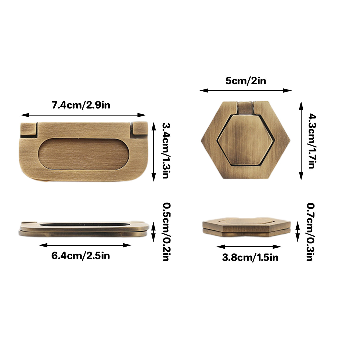 Copper Cabinet Handle with Foldable Ring Pull