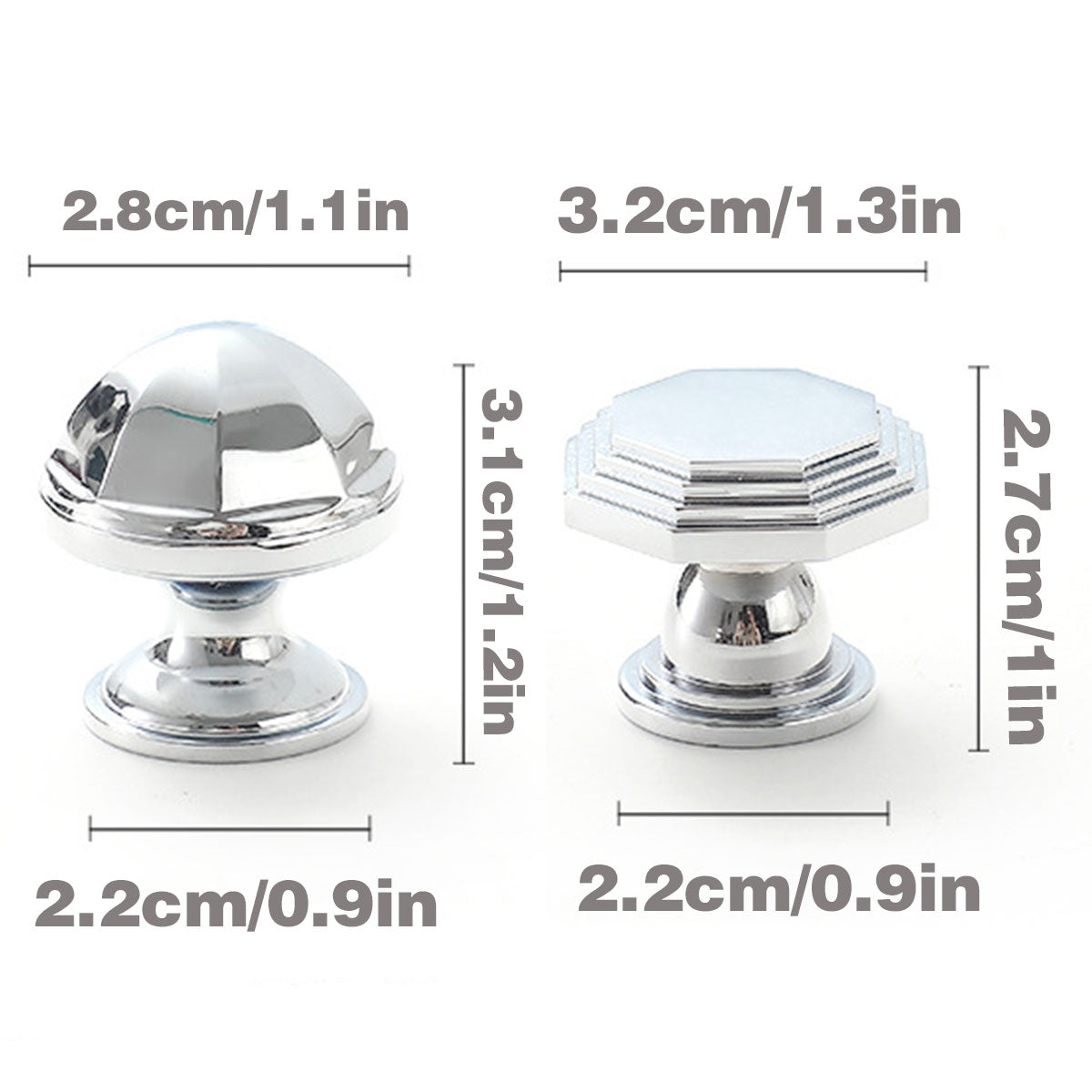 2 Styles Bright Silver Copper Cabinet Knob with Single Hole