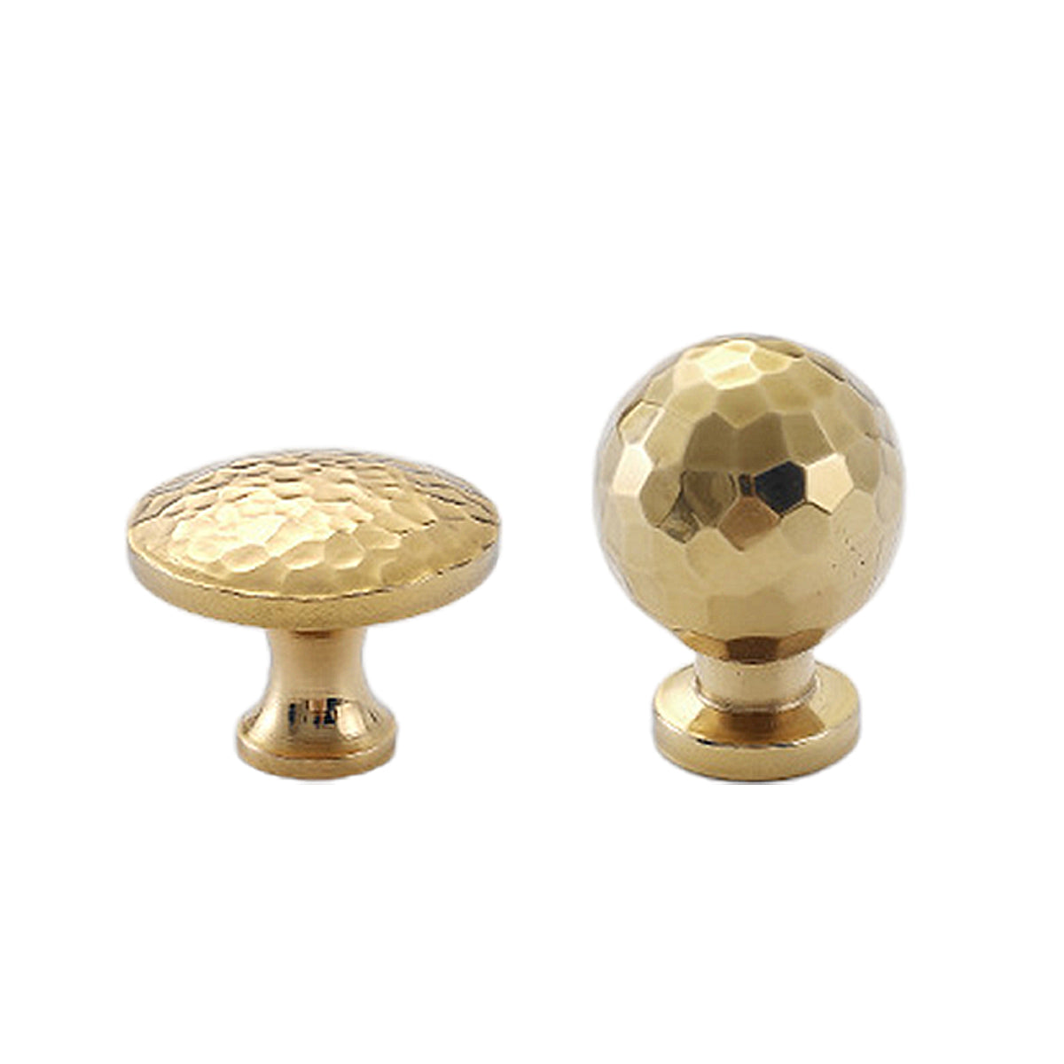 Solid Brass Hammered Cabinet Knob with Polished Finish