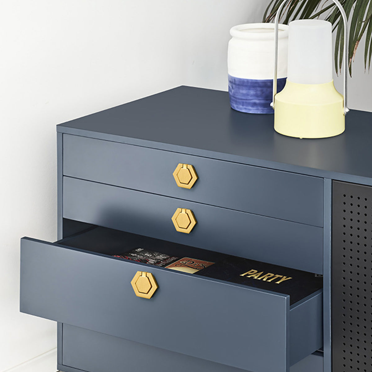 Hexagon Alloy Cabinet Door Handle Single-Hole Brushed Gold