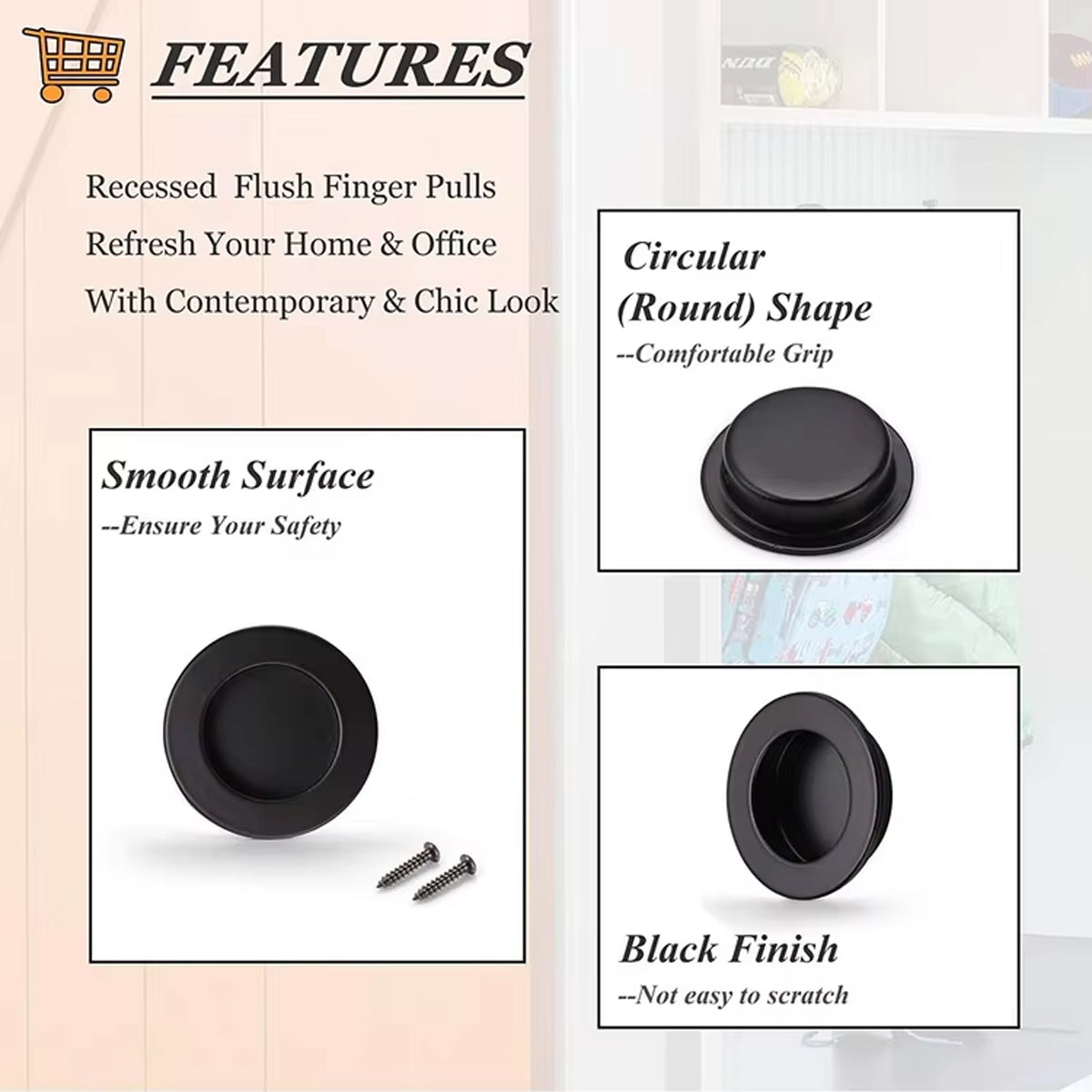 Round Recessed Pull Handle in 304 Stainless