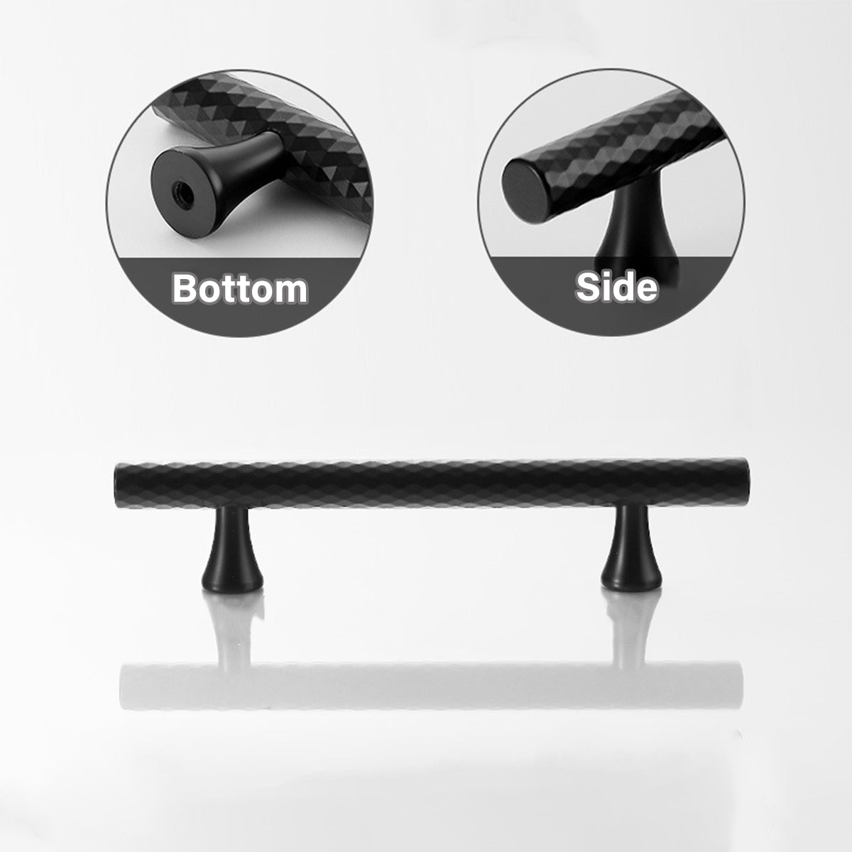 Knurled Metal Cabinet Handle in Black or Gold