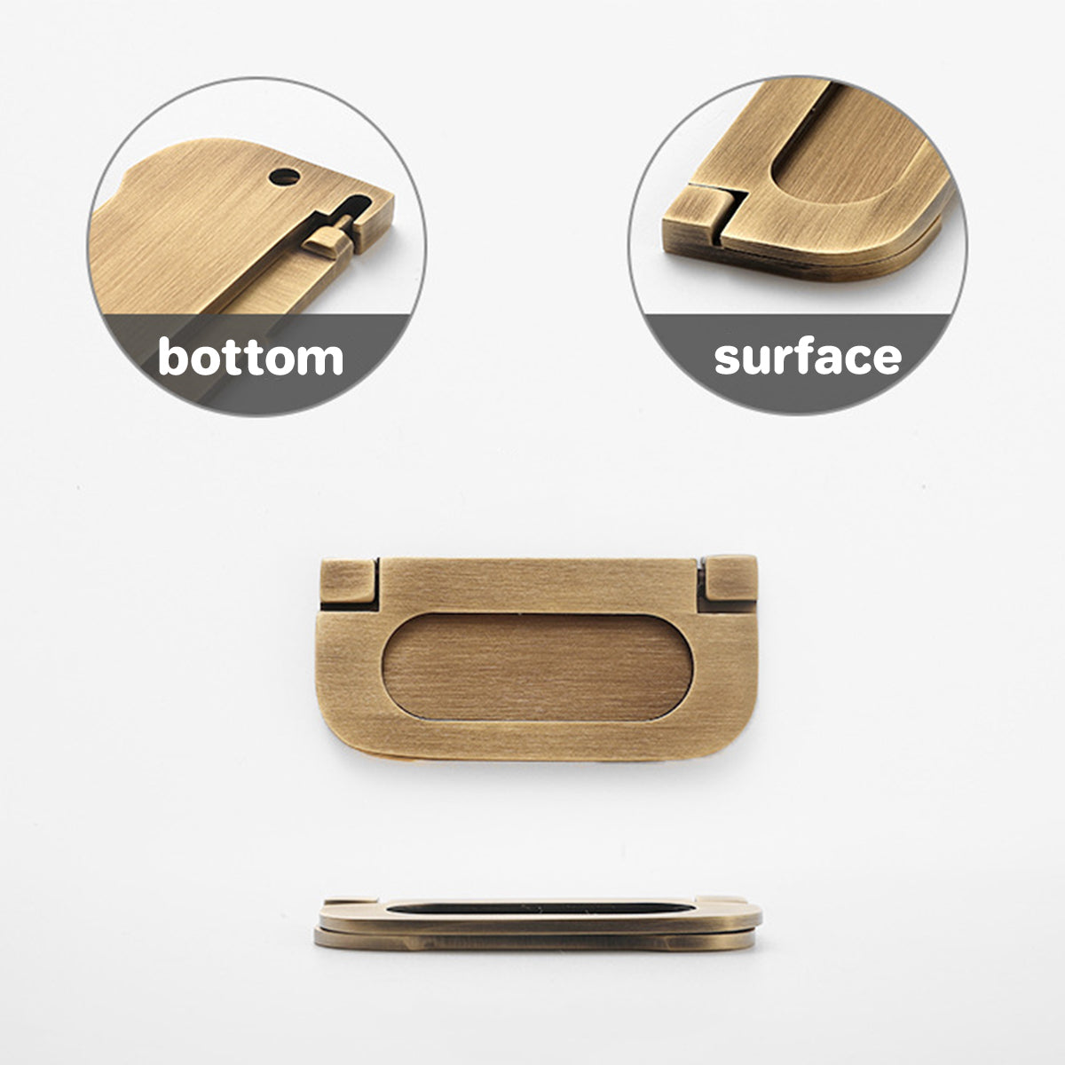 Copper Cabinet Handle with Foldable Ring Pull