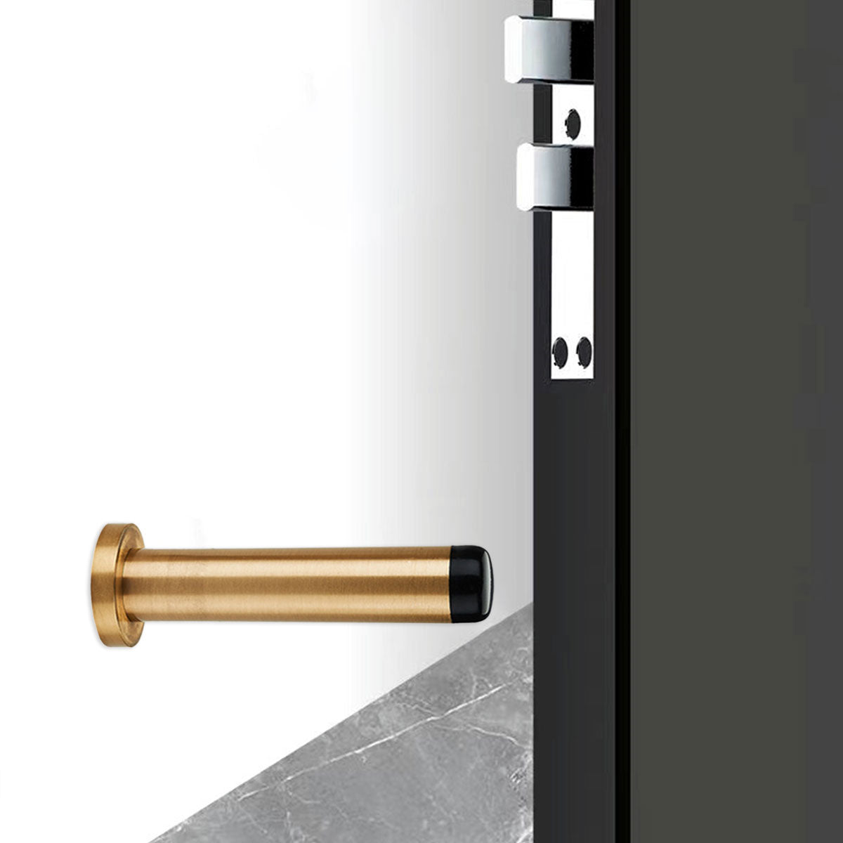 Brass Bathroom Door Stopper Wall-Mount with Rubber Tip