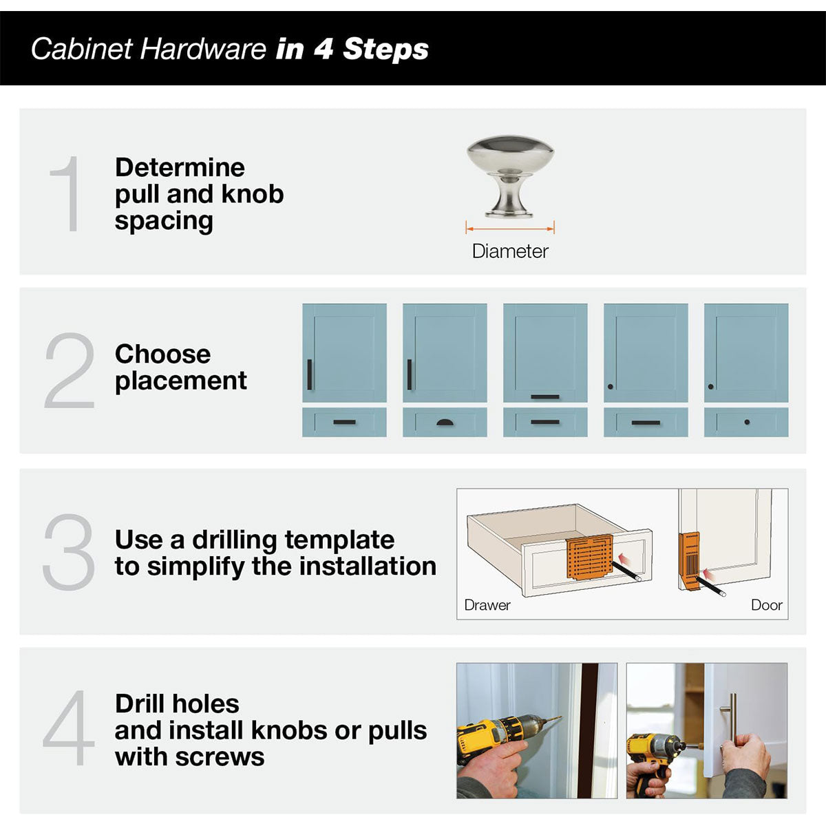 2 Styles Bright Silver Copper Cabinet Knob with Single Hole