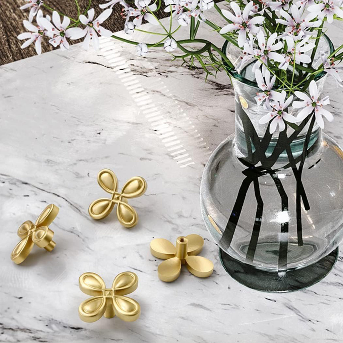 French Four-Petal Cabinet Drawer Handle Zinc Alloy