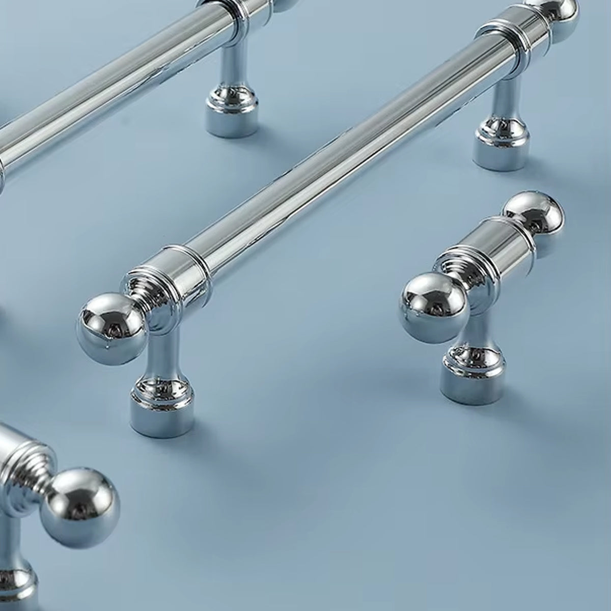 Silver Metal Cabinet Handle with Round Ball End, Polished