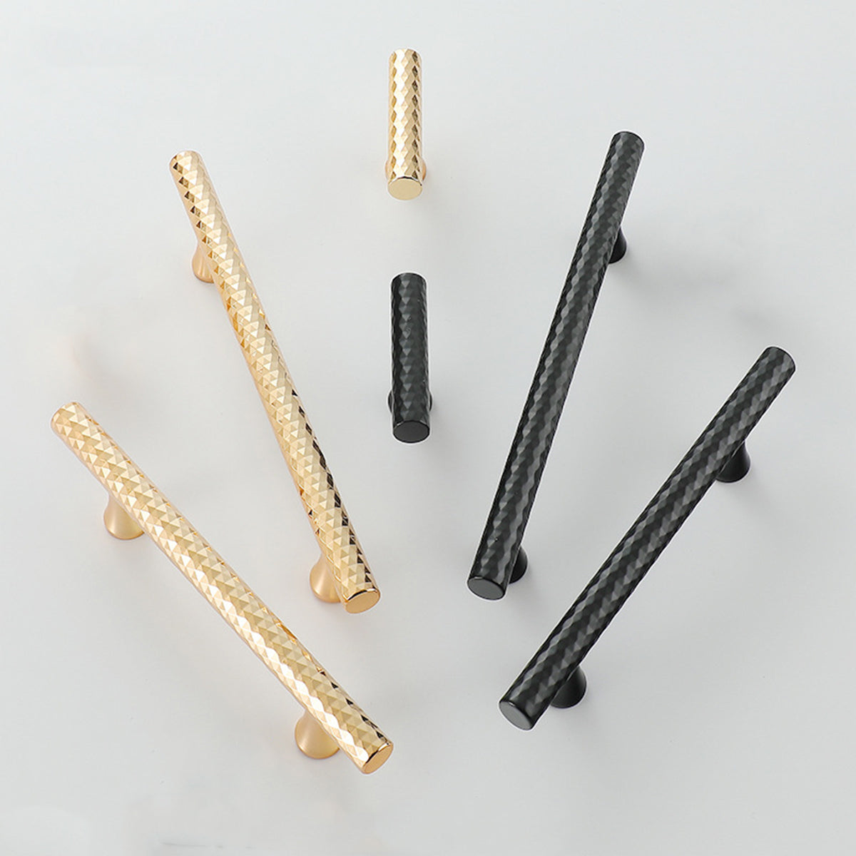 Knurled Metal Cabinet Handle in Black or Gold