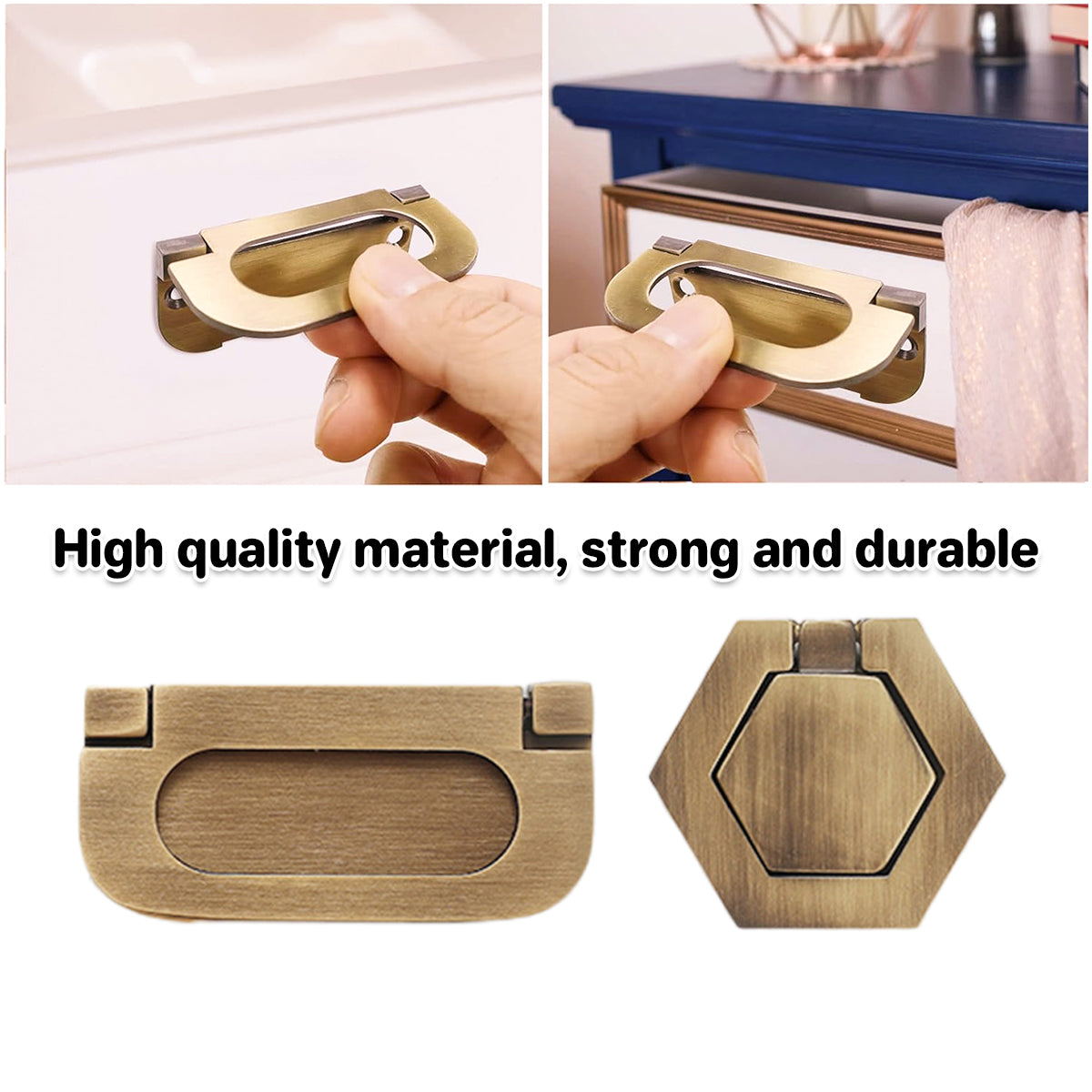 Copper Cabinet Handle with Foldable Ring Pull