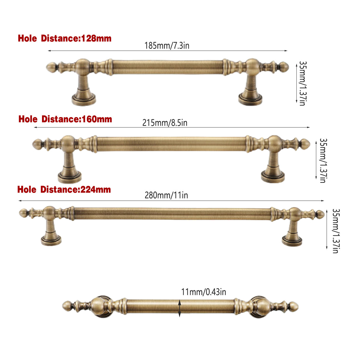 Bronze Cabinet Door Handle Retro American Style Drawer Pull for Wardrobe Cabinet