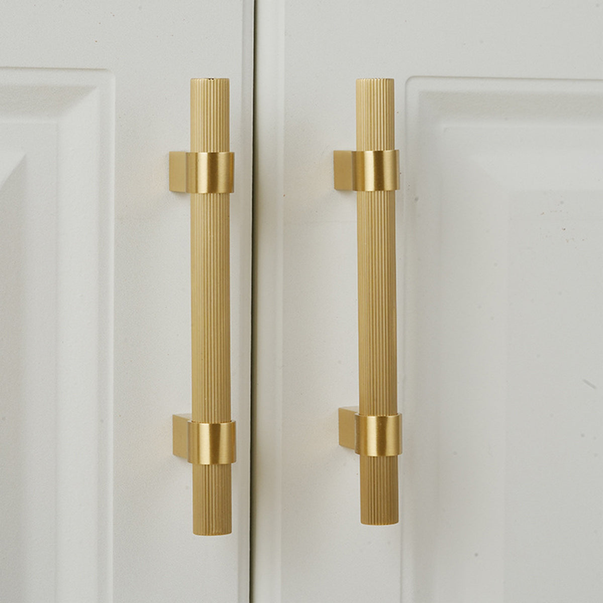 Solid Brass Knurled Cabinet Pulls in Gold Finish