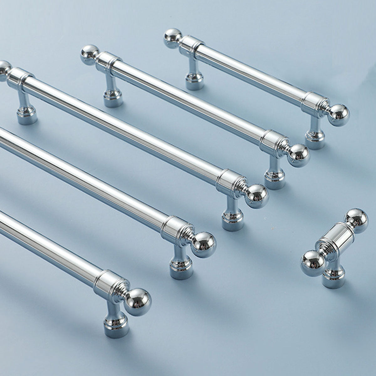 Silver Metal Cabinet Handle with Round Ball End, Polished