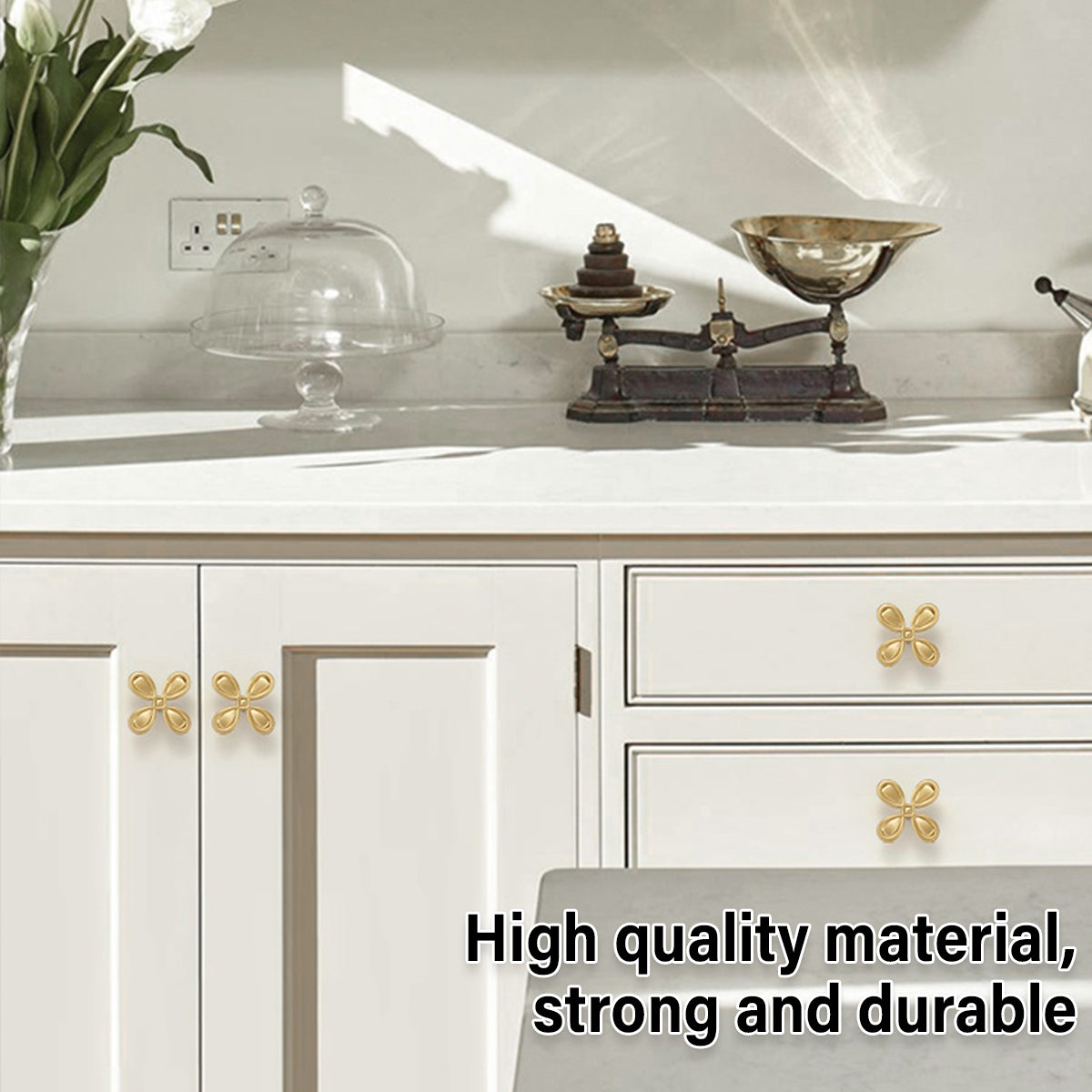 French Four-Petal Cabinet Drawer Handle Zinc Alloy