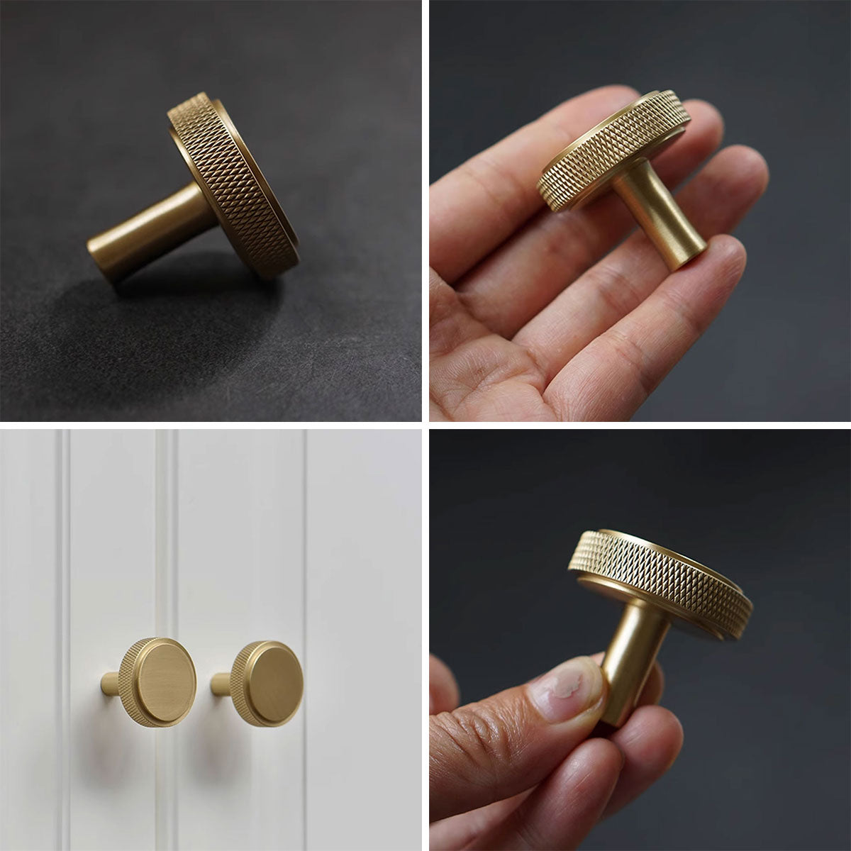 Knurled Solid Brass Handle with Round or Cylindrical Options