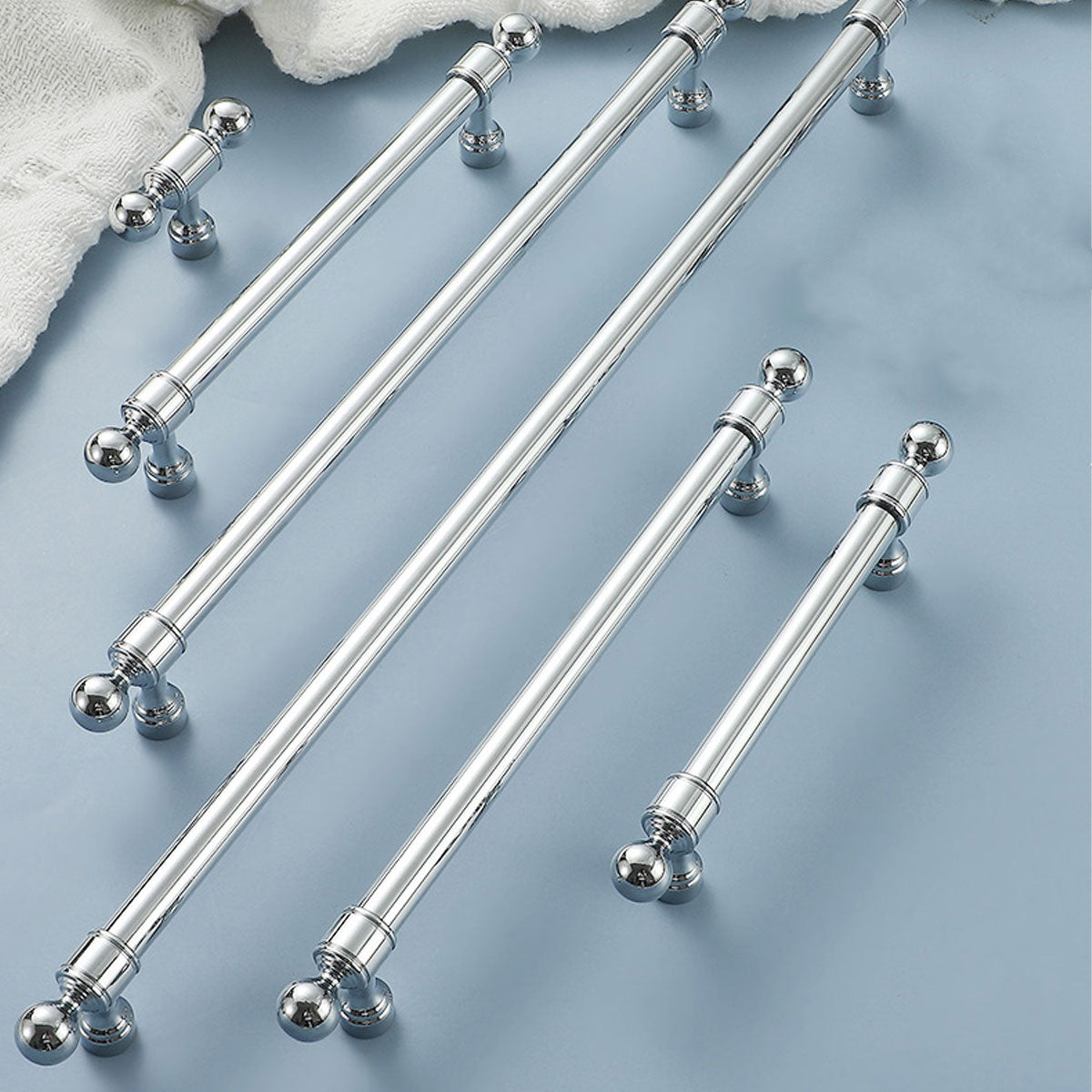 Silver Metal Cabinet Handle with Round Ball End, Polished