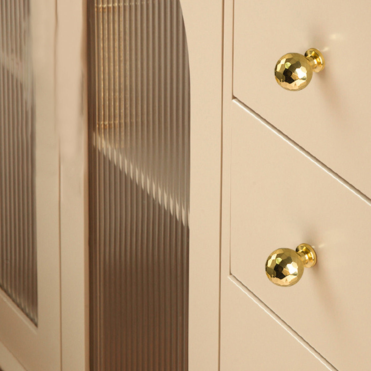 Solid Brass Hammered Cabinet Knob with Polished Finish