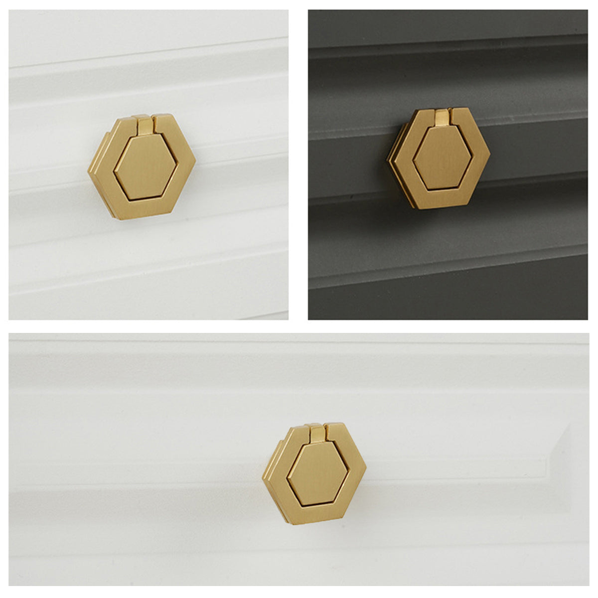 Hexagon Alloy Cabinet Door Handle Single-Hole Brushed Gold