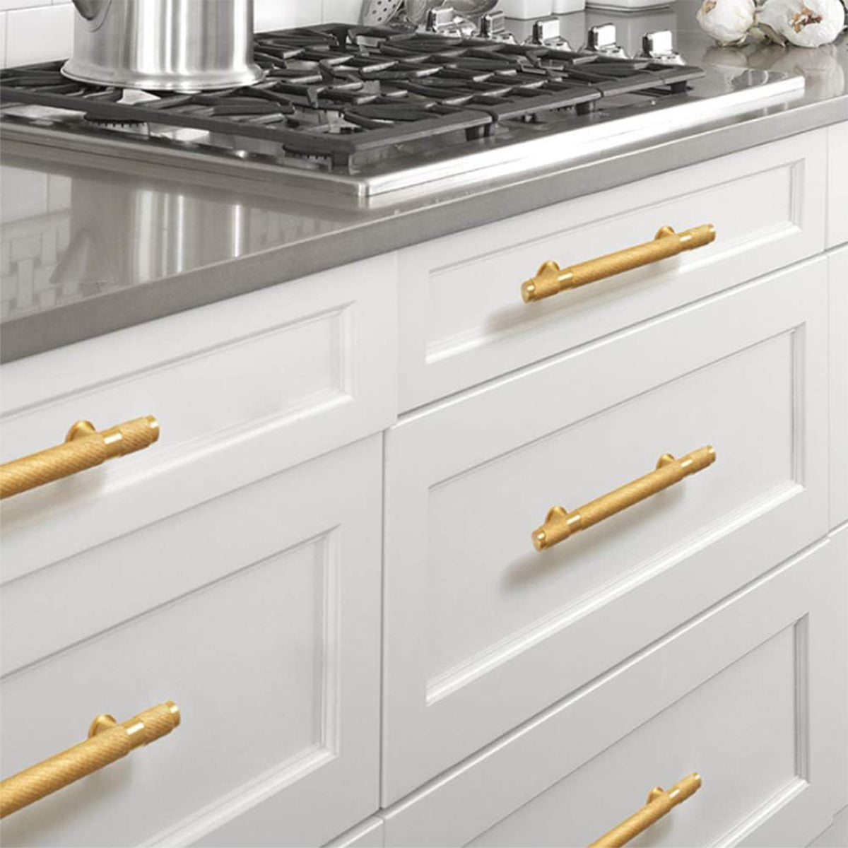 Copper Cabinet Handles with Textured Anti-Slip Grip