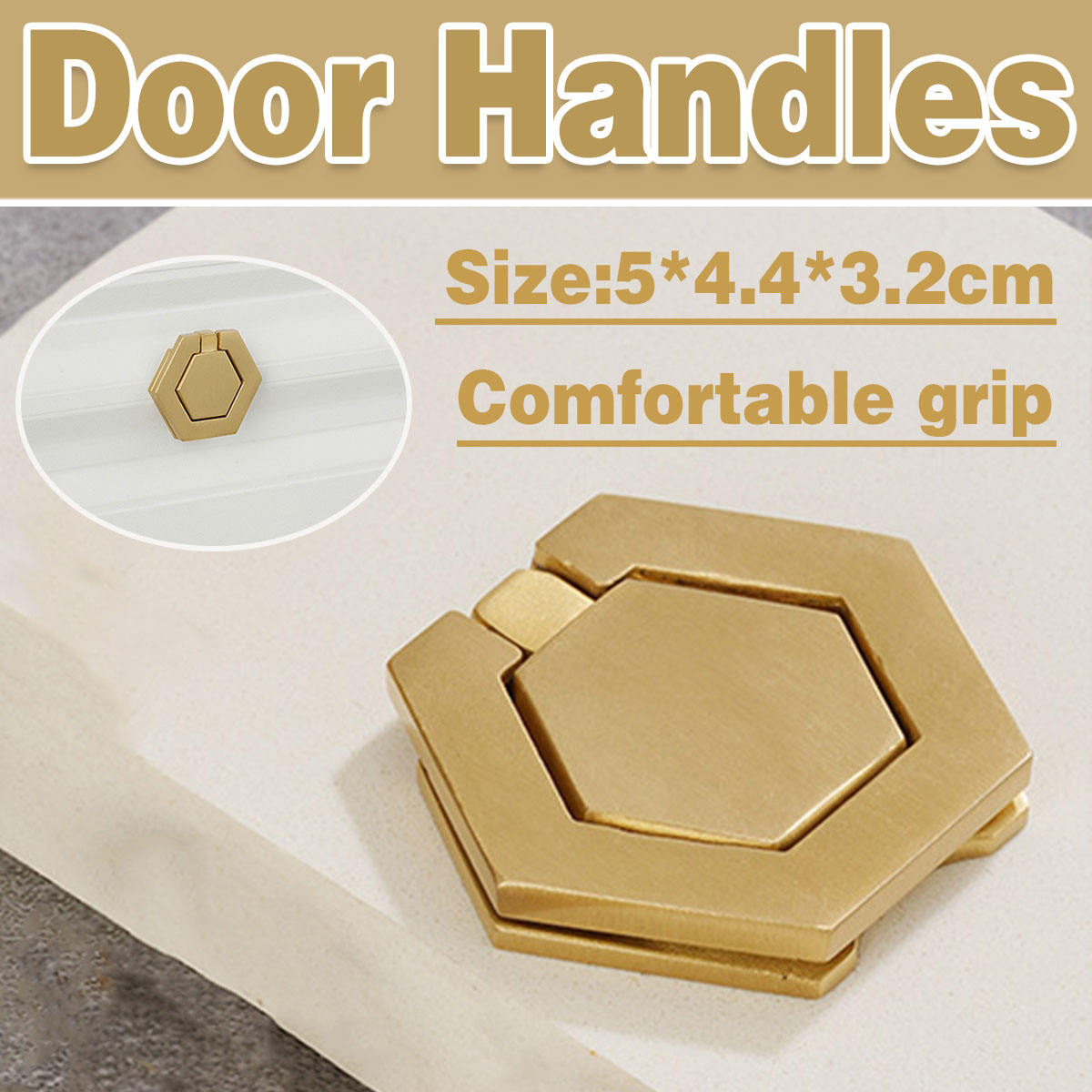 Hexagon Alloy Cabinet Door Handle Single-Hole Brushed Gold