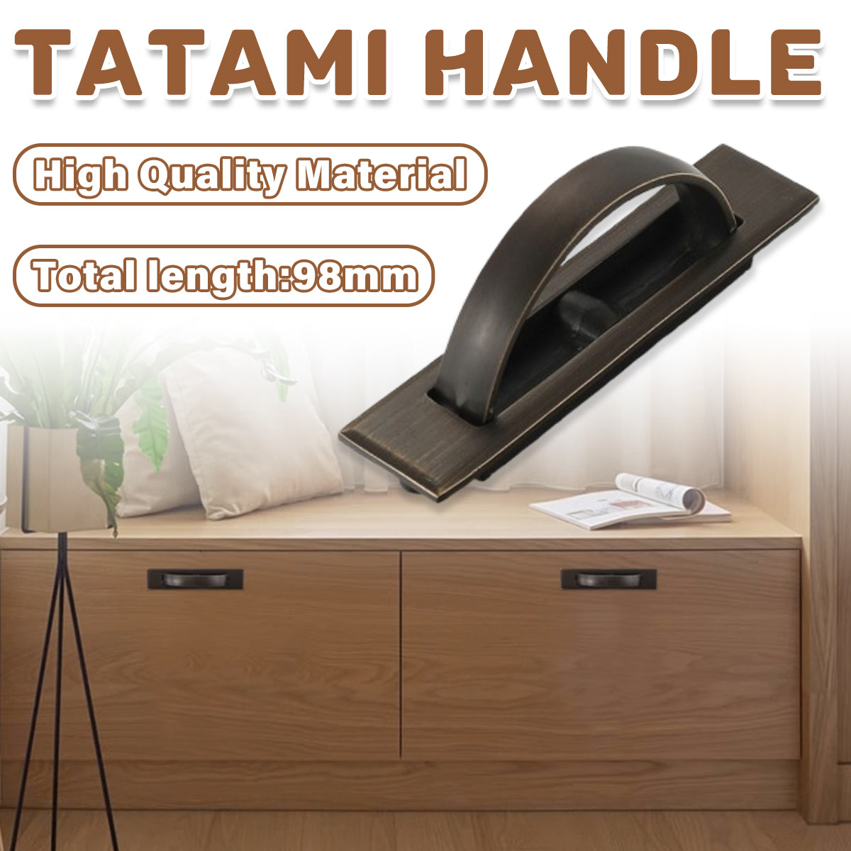 Tatami Cabinet Handle with 180° Rotation and Antique Bronze