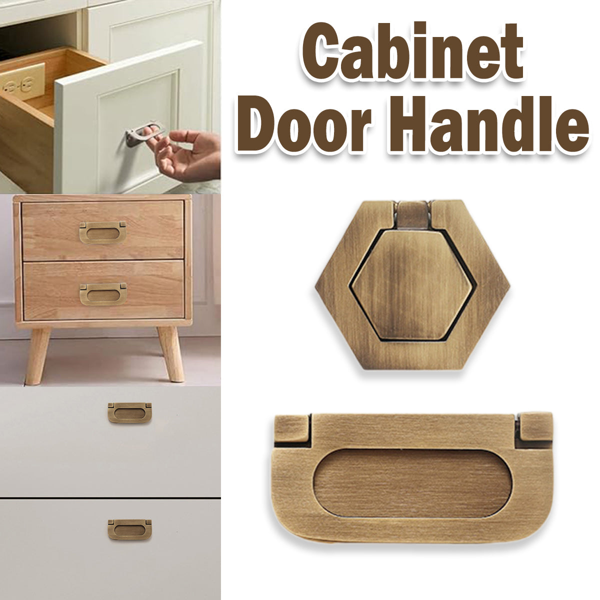 Copper Cabinet Handle with Foldable Ring Pull