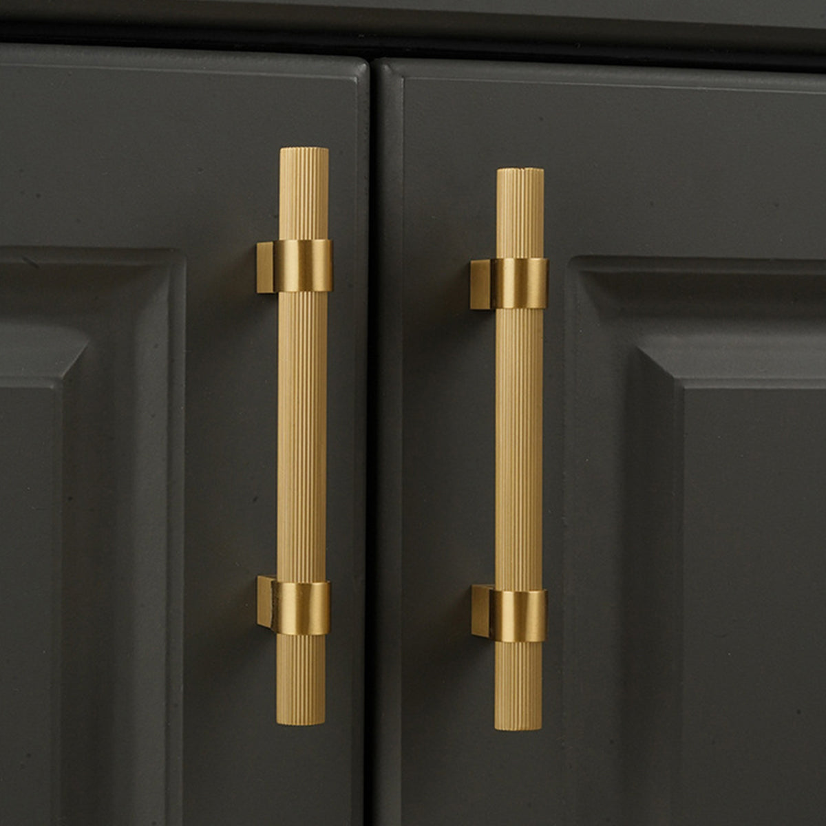 Solid Brass Knurled Cabinet Pulls in Gold Finish