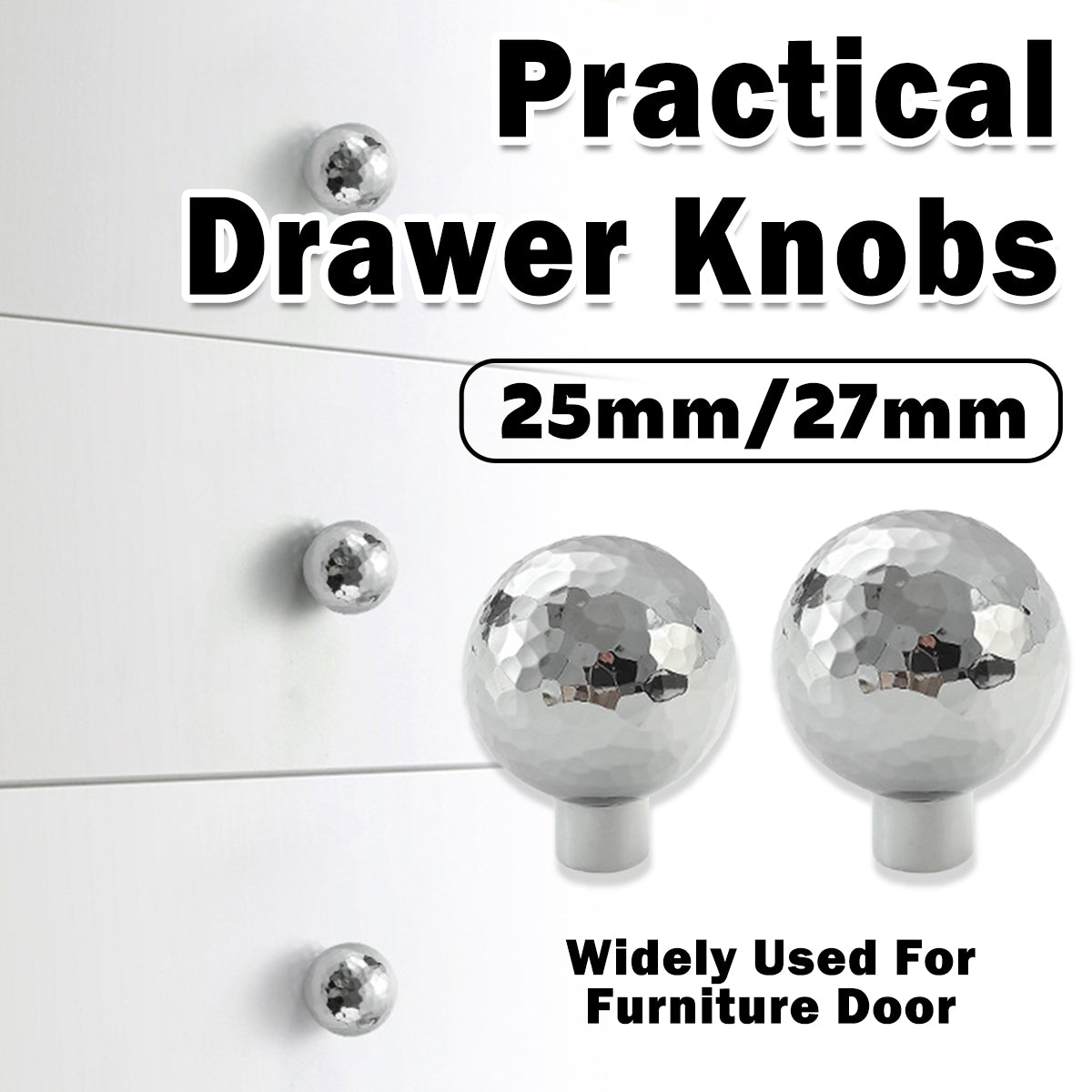 Hammered Silver Cabinet Knob Single-Hole