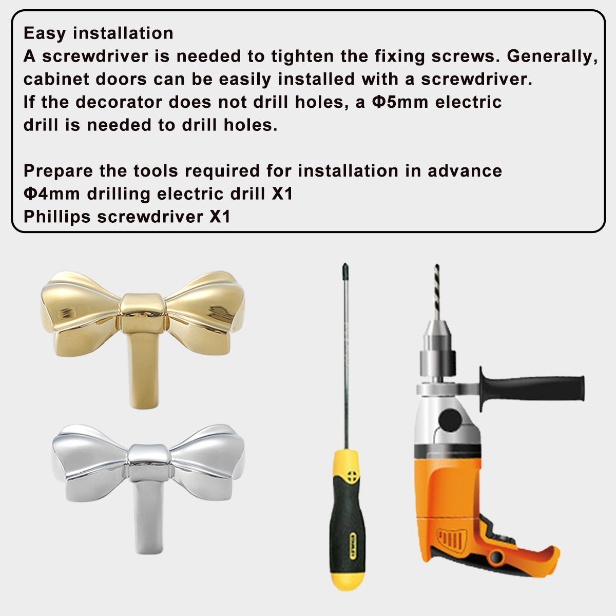 French Bow Brass Cabinet Handle with Two Colour Options