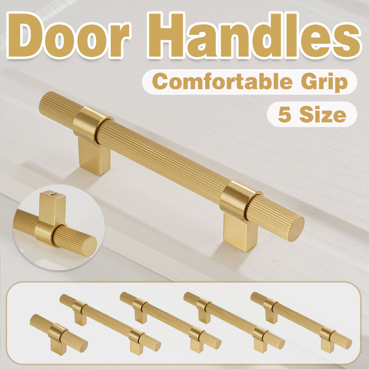 Solid Brass Knurled Cabinet Pulls in Gold Finish