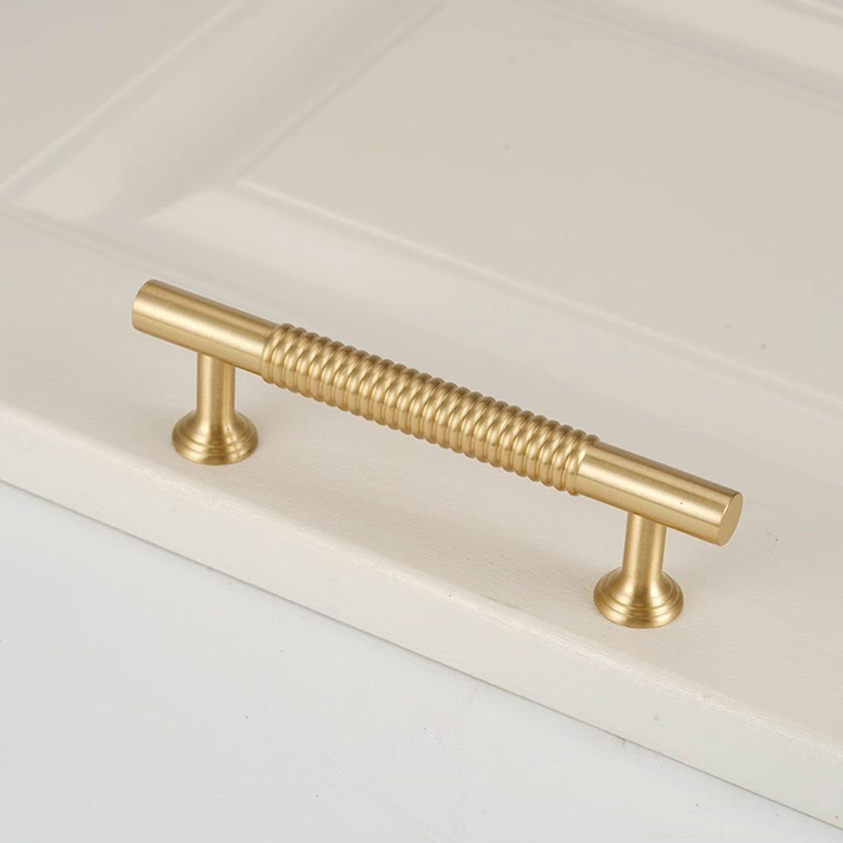Gold Solid Brass Cabinet Handle with Textured Grip