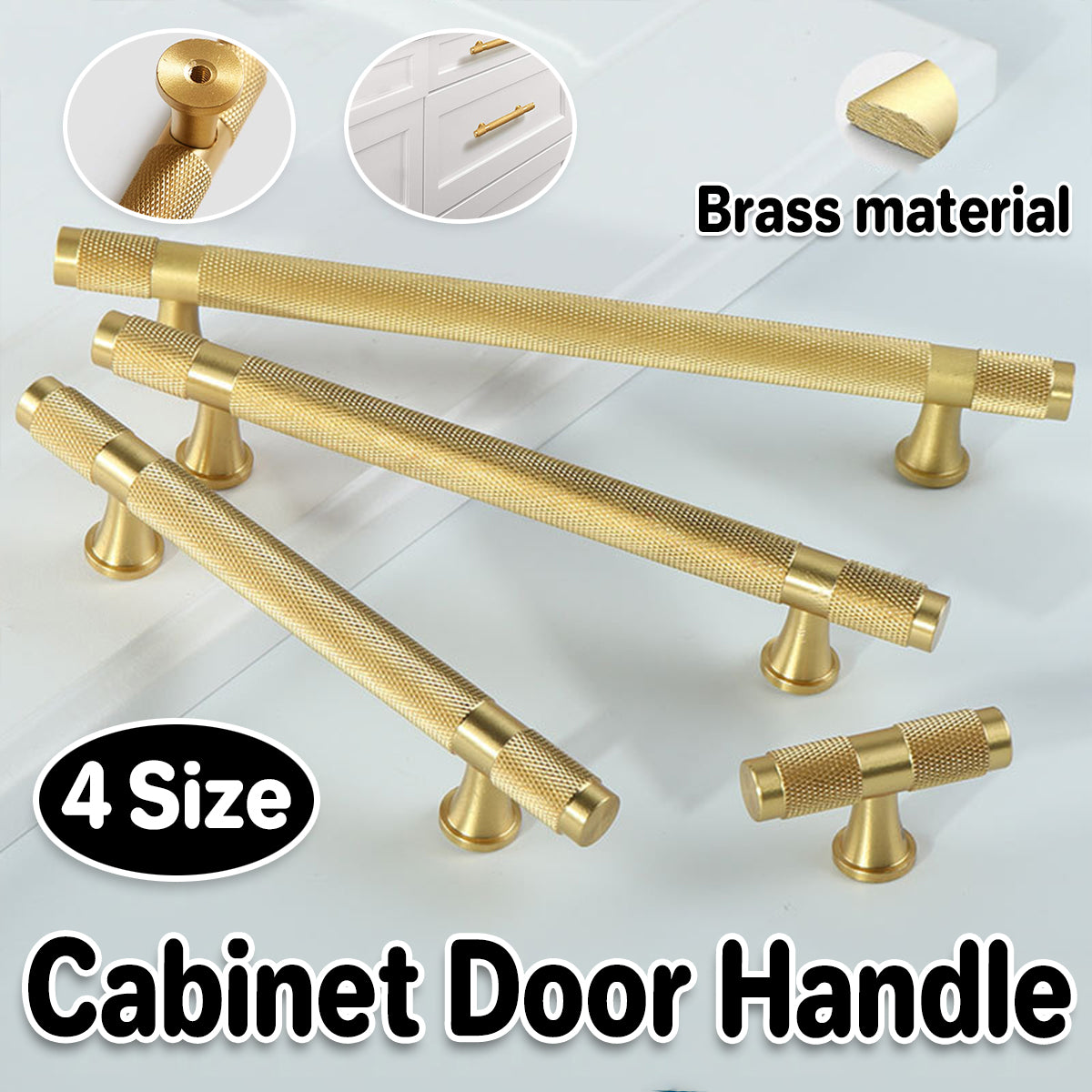Copper Cabinet Handles with Textured Anti-Slip Grip