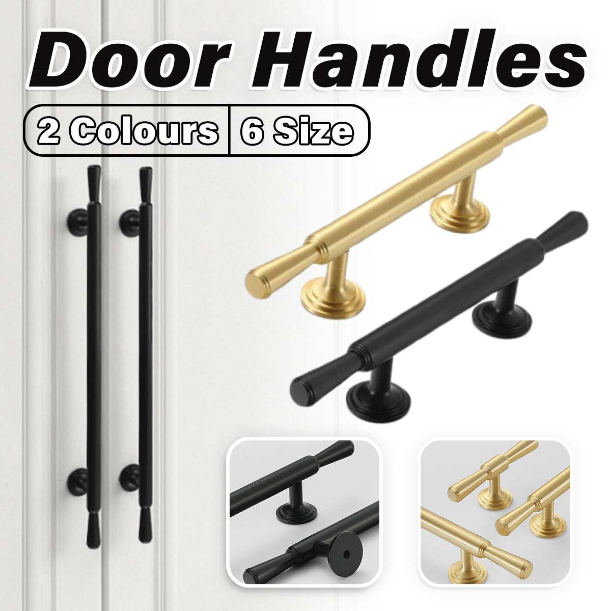 American Style Cabinet Handle in Black or Gold