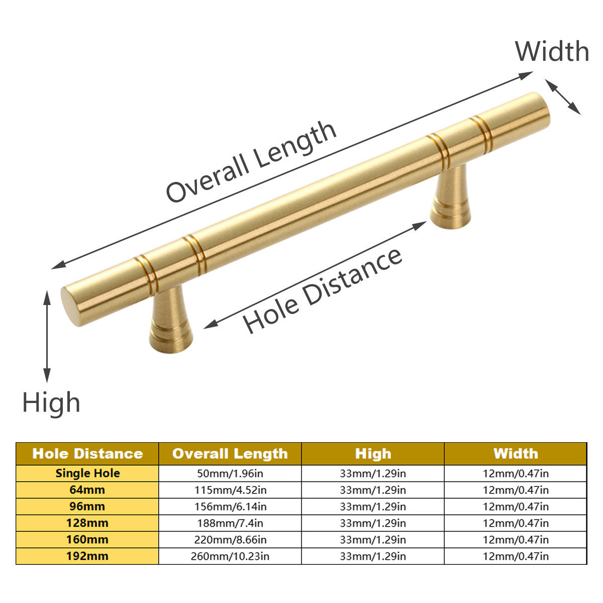 Gold Cabinet Handle with Brass Finish for Cabinets