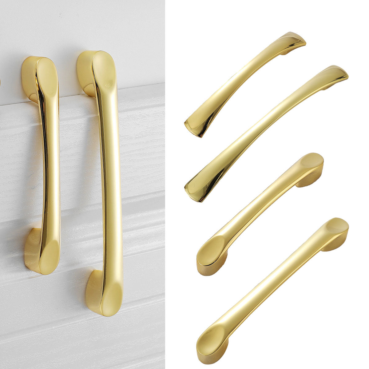 Solid Brass Wardrobe Handle with Bright Gold Finish