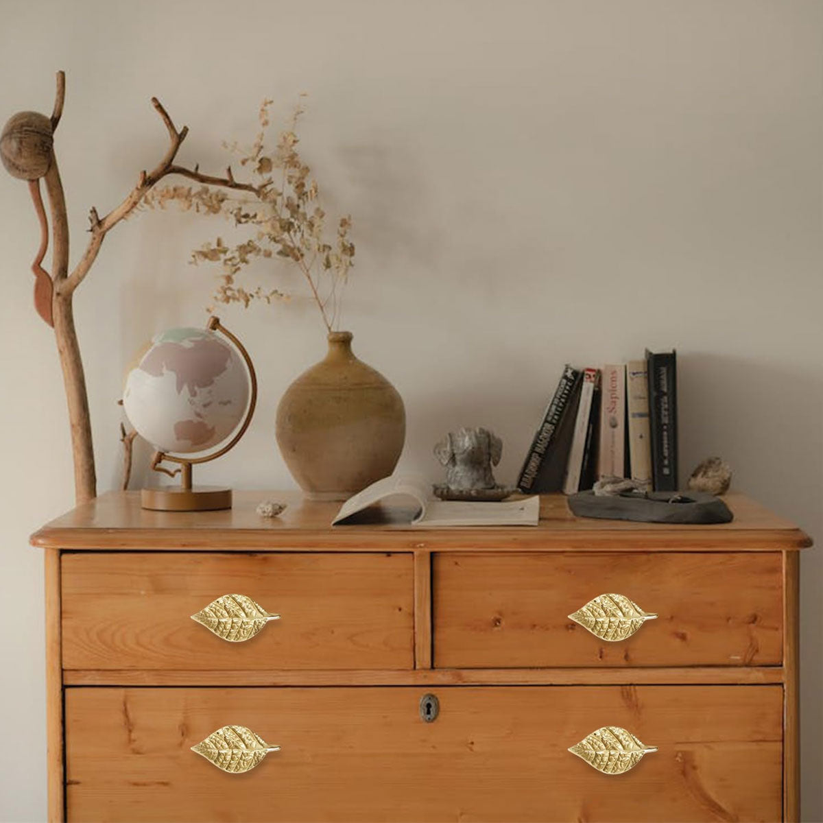 Gold Leaf Shape Metal Cabinet Handle for Drawers and Doors
