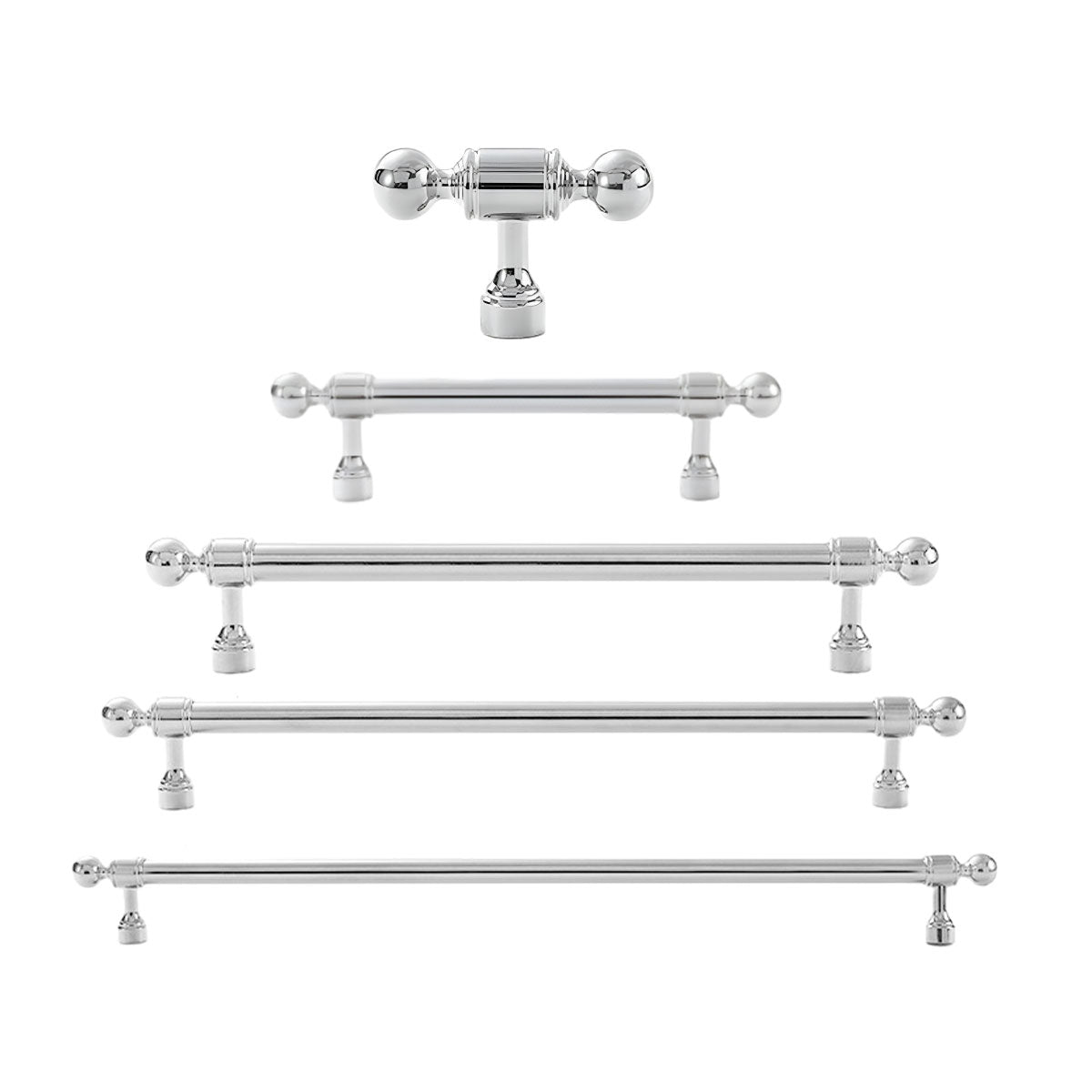 Silver Metal Cabinet Handle with Round Ball End, Polished