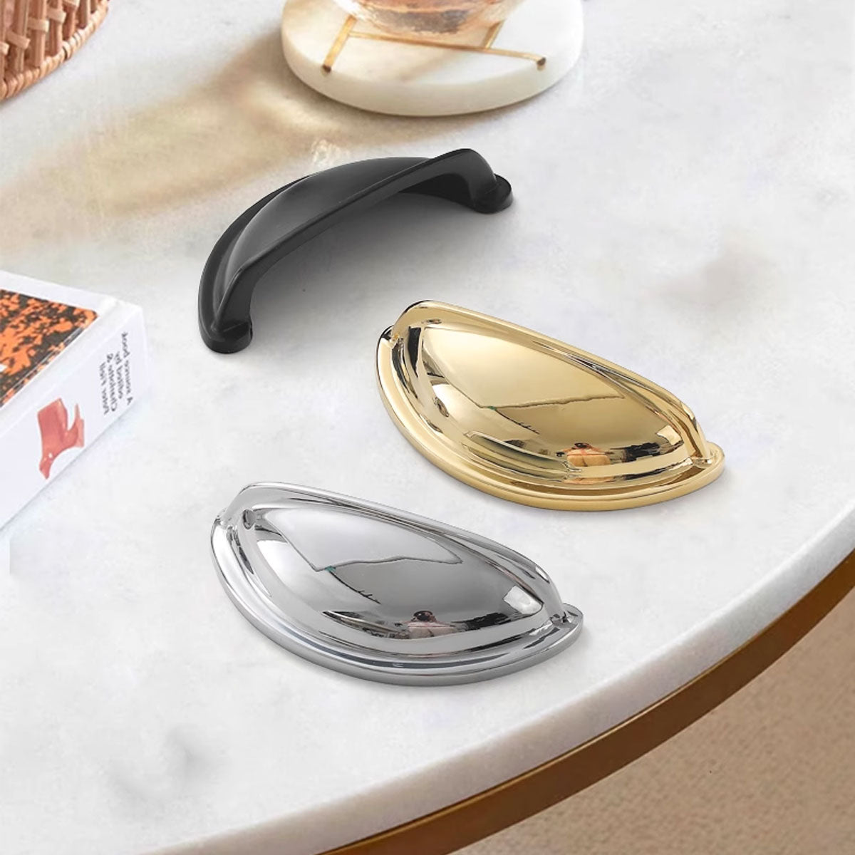 Shell Cabinet Handle Single-Hole with Electroplated Finish