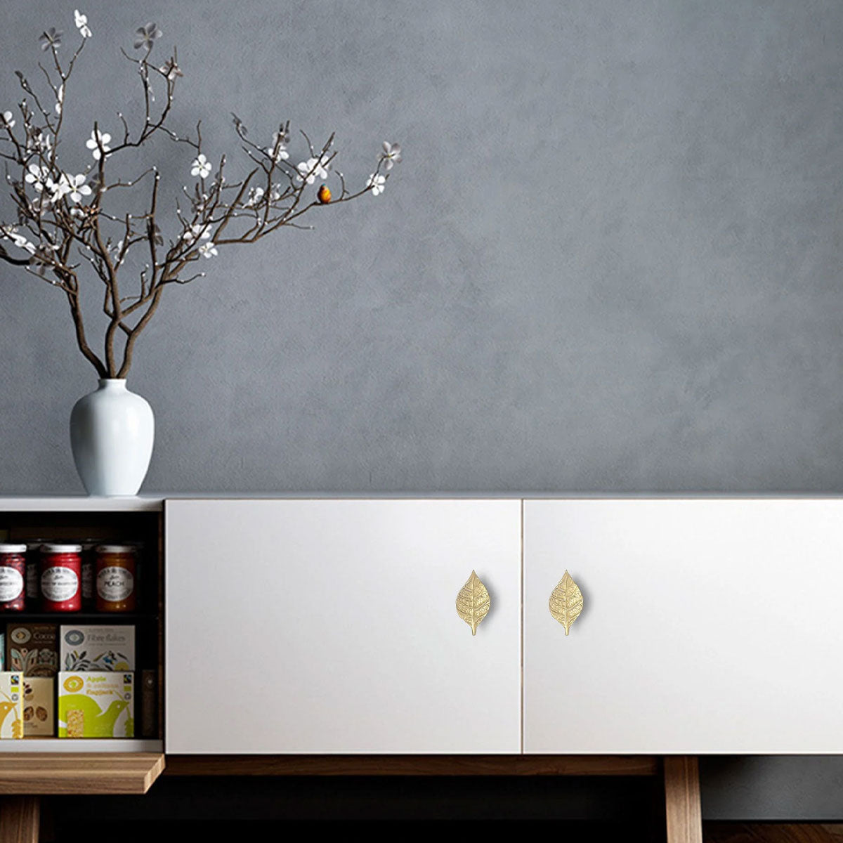 Gold Leaf Shape Metal Cabinet Handle for Drawers and Doors