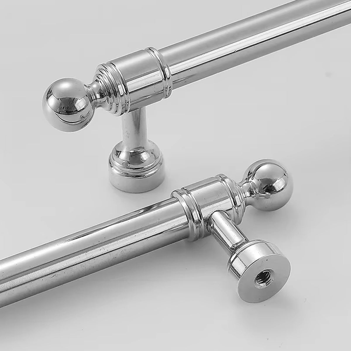 Silver Metal Cabinet Handle with Round Ball End, Polished