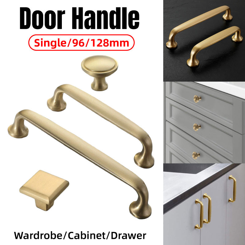 Solid Copper Cabinet Handle with Brushed Gold Finish