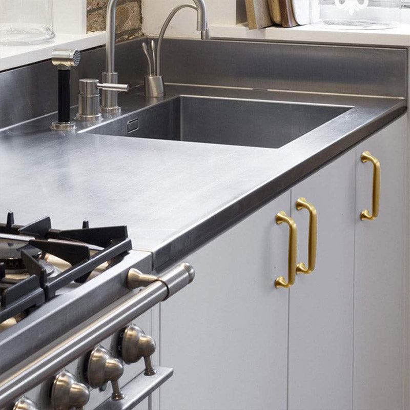 Solid Copper Cabinet Handle with Brushed Gold Finish