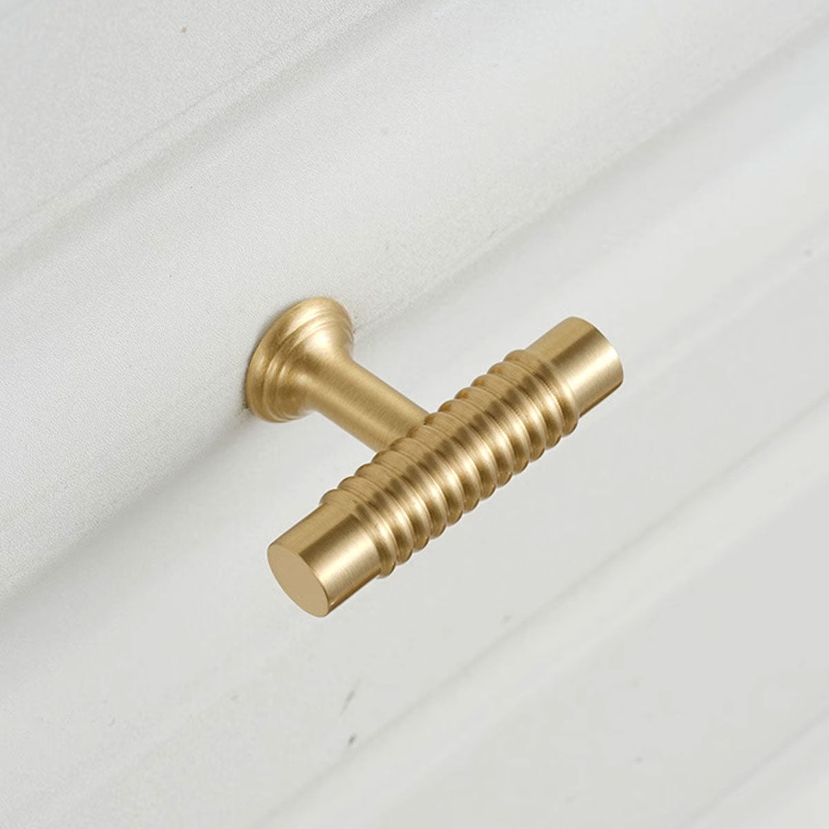 Gold Solid Brass Cabinet Handle with Textured Grip