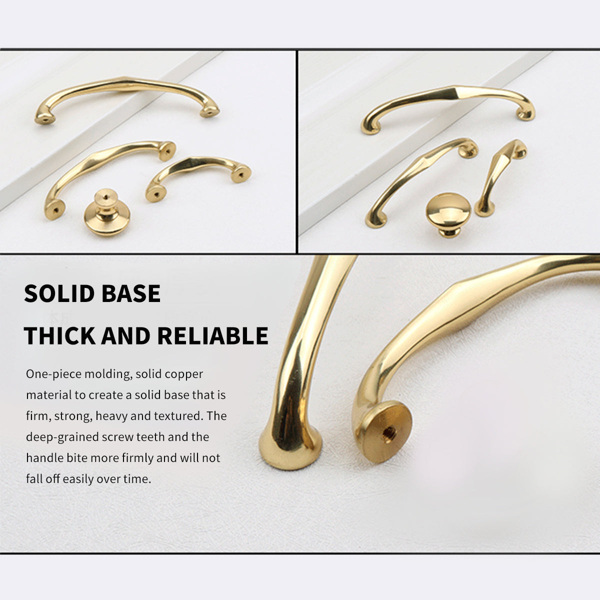 Solid Brass Cabinet Handle with Curved Grip