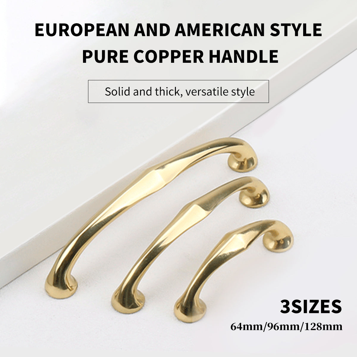Solid Brass Cabinet Handle with Curved Grip