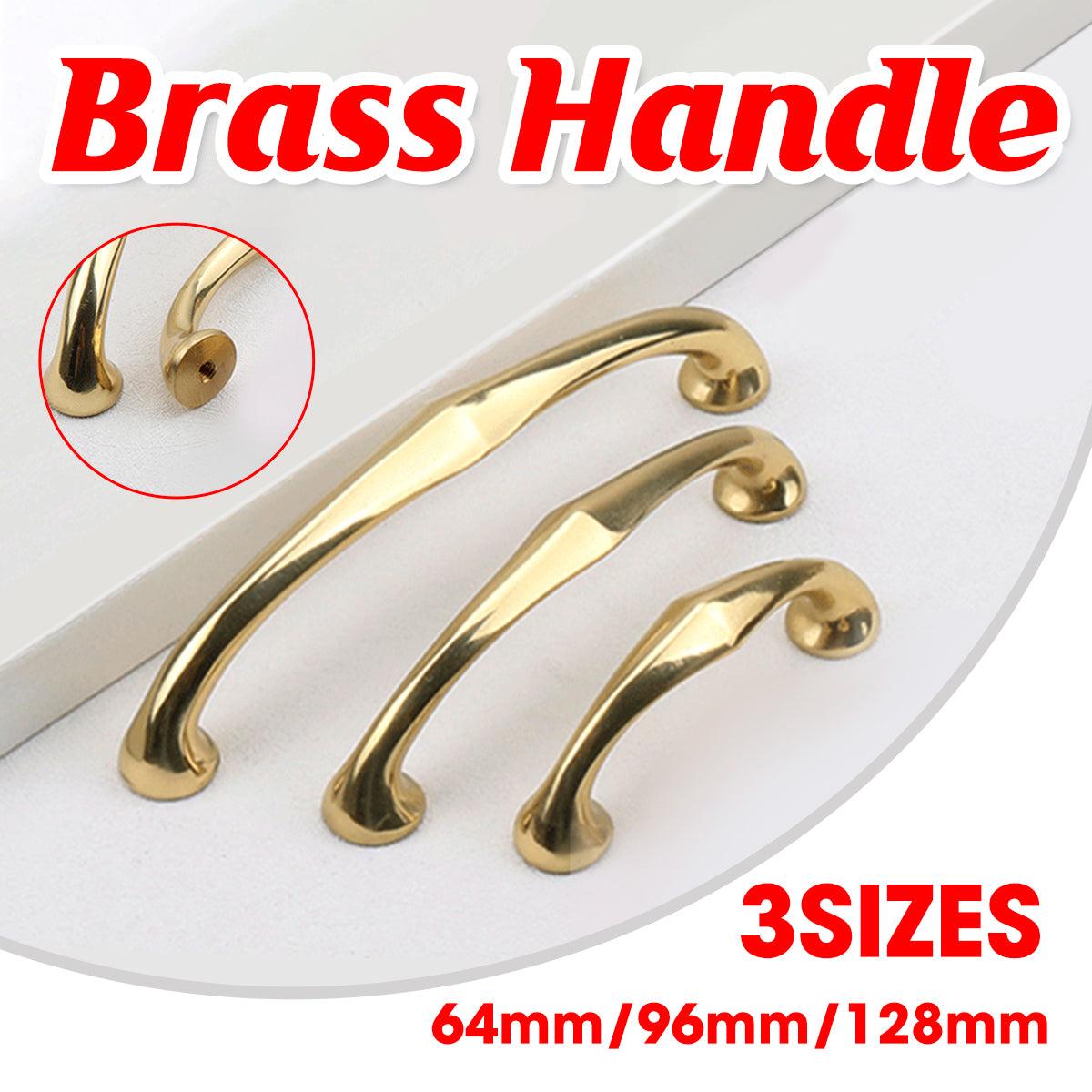 Solid Brass Cabinet Handle with Curved Grip