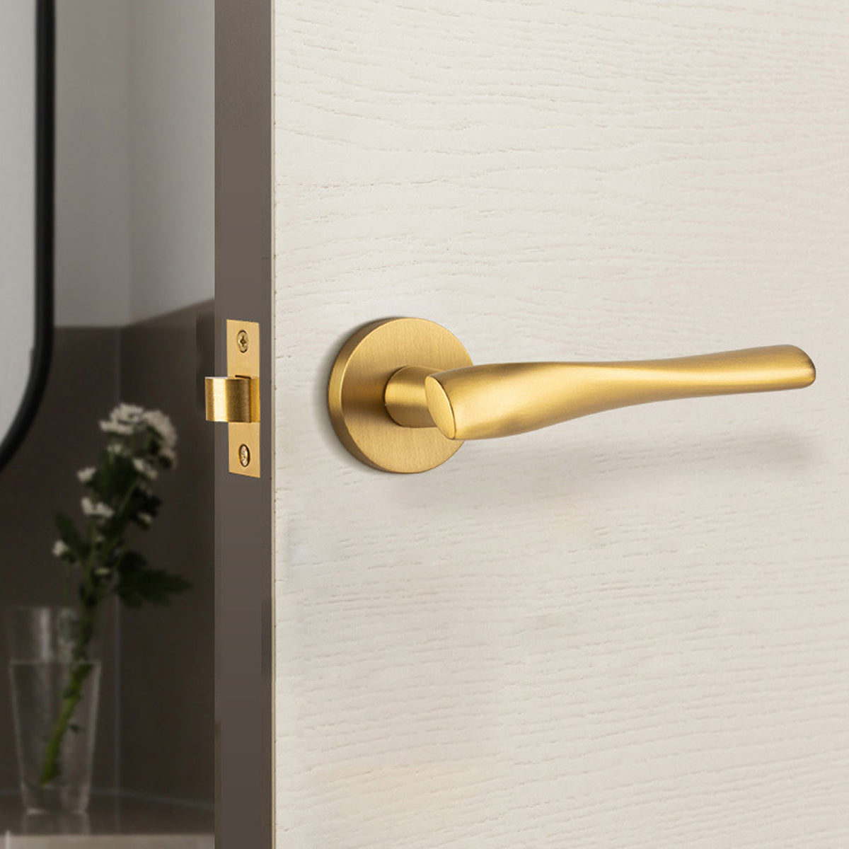 Brass Interior Door Lock Set for Bedroom and Bath Privacy