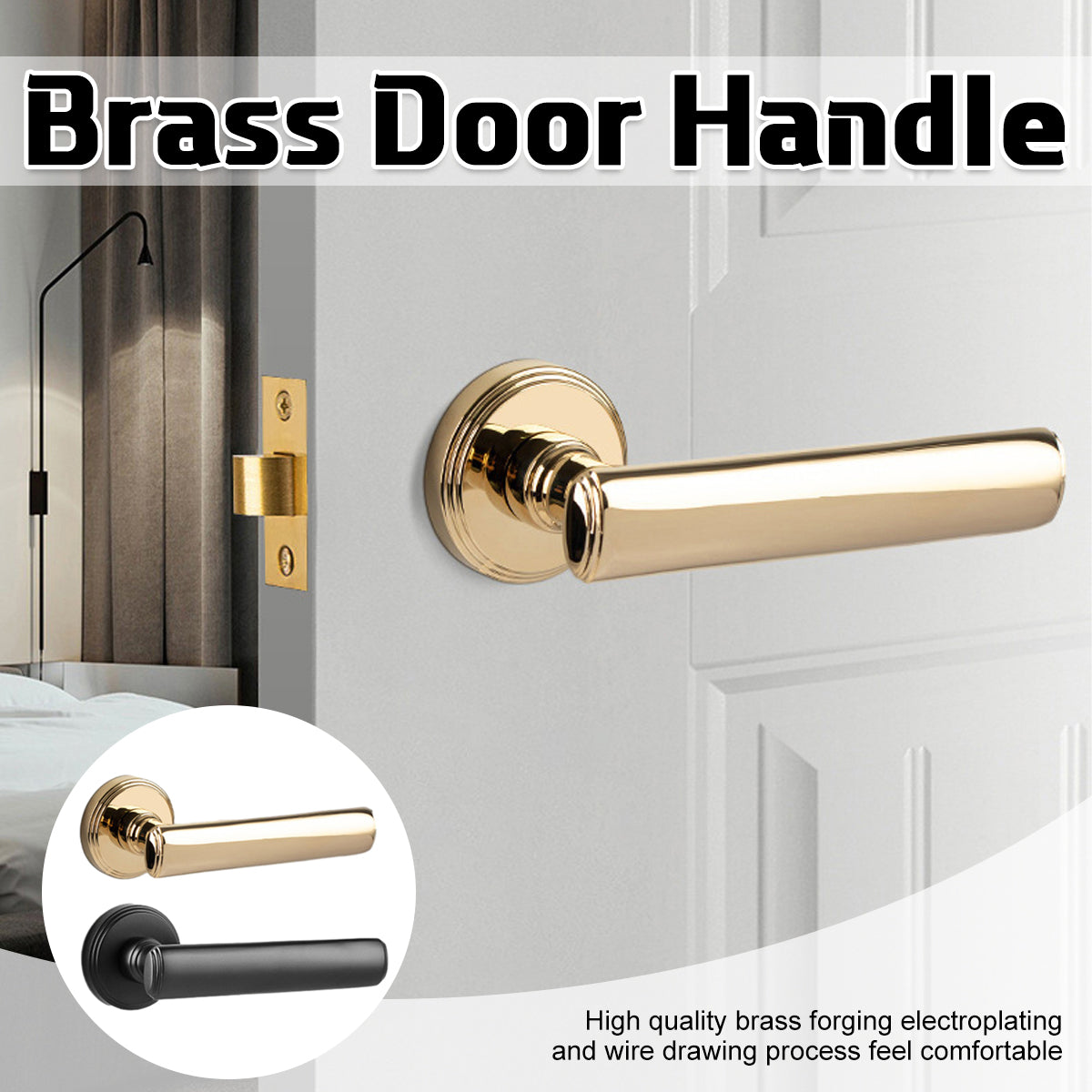 Brass Interior Door Handle Lock Set Privacy