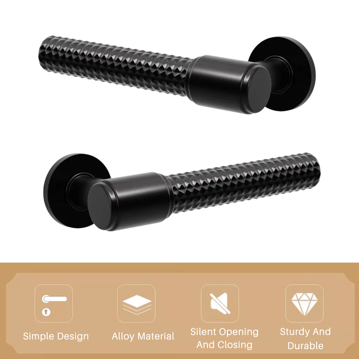 Knurled Interior Door Handle Set Zinc Alloy
