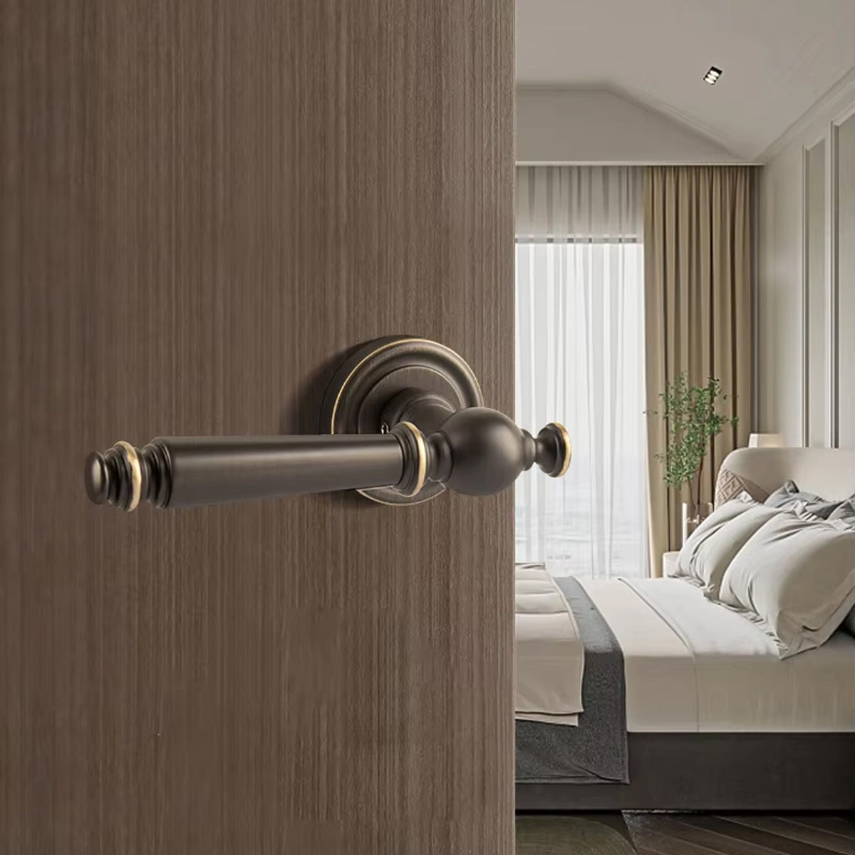 Brass Interior Door Handle American-Style Hand-Polished