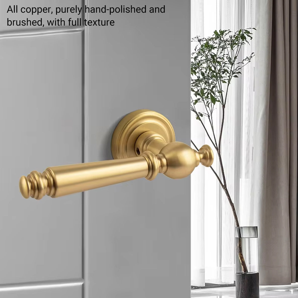 Brass Interior Door Handle American-Style Hand-Polished